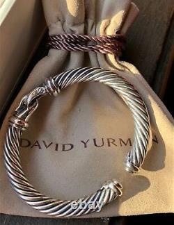 $1,650 David Yurman Sterling Silver 925 & Diamond 7mm Cable Buckle Cuff Bracelet