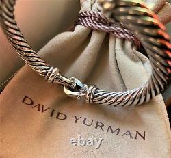 $1,650 David Yurman Sterling Silver 925 & Diamond 7mm Cable Buckle Cuff Bracelet