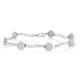 1 Carat Real Diamond 7 Stone Floral Cluster Link Bracelet In Sterling Silver -7