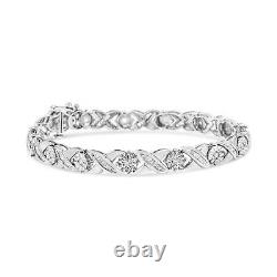 1 Carat Round & Baguette Diamond Miracle Set Tennis Bracelet in Sterling Silver