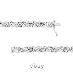 1 Carat Round & Baguette Diamond Miracle Set Tennis Bracelet in Sterling Silver