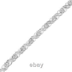 1 Carat Round & Baguette Diamond Miracle Set Tennis Bracelet in Sterling Silver