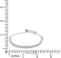 1 Ct Moissanite Lab Created Diamond 14K On Milgrain Adj Bolo Bracelet 925 Silver