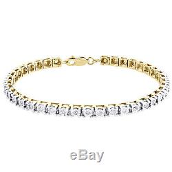 1 Row Real Diamond Tennis Bracelet Miracle Set Yellow Sterling Silver 7 1 CT
