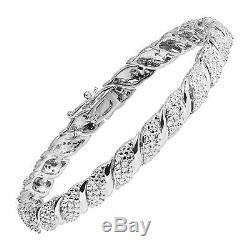 1 ct Diamond Tennis Bracelet in Sterling Silver Plated Brass, 7.5