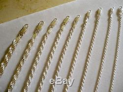 1mm-7mm Men's&women's 925 Sterling Silver Rope Chain Necklace & Bracelets7-36