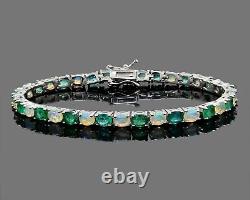 20Ct Oval Cut Natural Emerald and Opal Women tennis Bracelet 925 Sterling silver