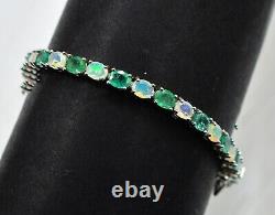 20Ct Oval Cut Natural Emerald and Opal Women tennis Bracelet 925 Sterling silver