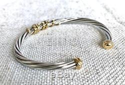 $2150 DAVID YURMAN Helena Cuff Bracelet Sterling Silver 18K Yellow Gold Diamond