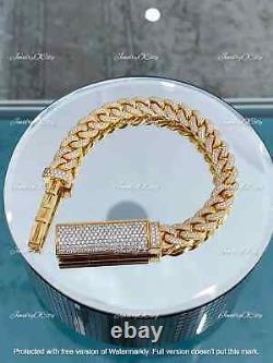 25Ct Round Cut Diamond Miami Curb Cuban Link Bracelet 7 14K Yellow Gold Finish