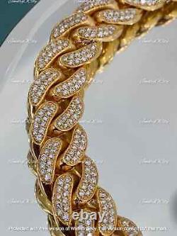 25Ct Round Cut Diamond Miami Curb Cuban Link Bracelet 7 14K Yellow Gold Finish