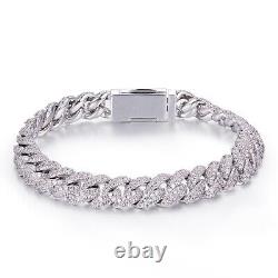 28.47 Ct MOISSANITE 10mm Cuban Link Chain Bracelet Necklace Hip Hop 925 Silver