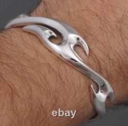 28g ARTISAN TATTOO TRIBAL BLADES 925 STERLING SILVER MENS BRACELET BANGLE CUFF