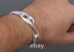 28g ARTISAN TATTOO TRIBAL BLADES 925 STERLING SILVER MENS BRACELET BANGLE CUFF