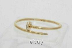 2Ct Certified Real Moissanite Nail Bracelet 14k Yellow Gold Plated Solid Silver
