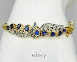 2.00CT Round Lab-Created Sapphire & Women Bangle Bracelet 14K Yellow Gold Plated