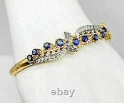 2.00CT Round Lab-Created Sapphire & Women Bangle Bracelet 14K Yellow Gold Plated