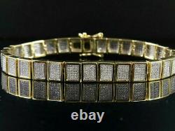 2.24 Ct. 10K Yellow Gold Over Diamond Iced Square Link Men's Bracelet 8.5
