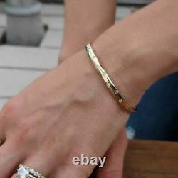 2.25Ct Round-Cut Diamond Vintage Women's Bangle Bracelet 14K Yellow Gold Finish