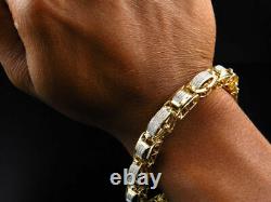 2.40 Ct Men's Pave Set White Diamond Custom Bracelet In 14k Yellow Gold Finish
