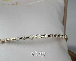 2.50CT Round Real Moissanite Women's Bangle Bracelet 14K Yellow Gold Finish