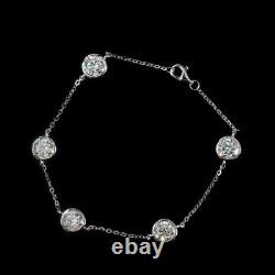 2.50Ct Round Brilliant Cut Natural Moissanite 7 Bezel Bracelet Sterling Silver