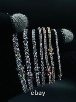 2-6mm Moissanite Tennis Bracelet 925 Sterling Silver Yellow, Rose Gold Plated