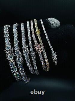 2-6mm Moissanite Tennis Bracelet 925 Sterling Silver Yellow, Rose Gold Plated
