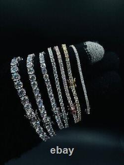 2-6mm Moissanite Tennis Bracelet 925 Sterling Silver Yellow, Rose Gold Plated