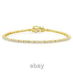 2 Carat Real Diamond Link Bracelet 14K Yellow Gold Plated Sterling Silver 7-1/4