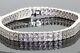 2 Row Bracelet With Natural Diamonds In Sterling Silver 7.5 Inches