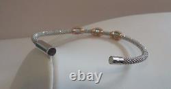 2 Tone Sterling Silver Past/present/future Bracelet 9.75 Ct Lab Emeralds/accents
