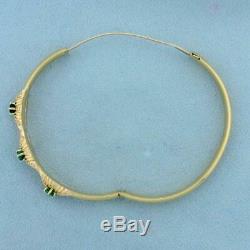 2ct Tw Colombian Emerald and Diamond Bangle 7.5Bracelet in 14k Yellow Gold Over