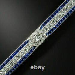 30Ct Princess Cut Sapphire & Diamond Tennis Pretty Bracelet 14k White Gold Over