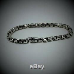 $325 David Yurman 5mm Sterling Silver 925 Box Chain Bracelet 8in