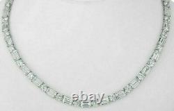 32.00Ct VVS1/D Emerald&Round Cut Diamond Tennis Necklace 16 14K White Gold Over