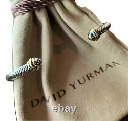 $395 David Yurman Sterling Silver 925 4mm Cable Classics Bracelet with 18K Gold