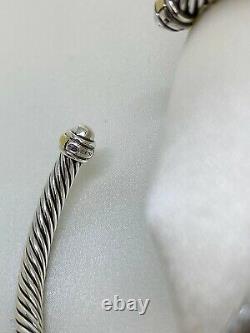 $395 David Yurman Sterling Silver 925 4mm Cable Classics Bracelet with 18K Gold