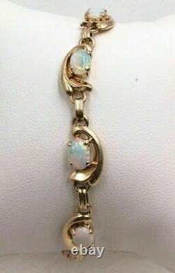 3Ct Oval Simulated Opal Ladies Vintage Tennis Bracelet 14K Yellow Gold Plated
