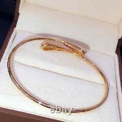 3Ct Round Cut Diamond Lab Created Women Bangle Bracelet 14K Yellow Gold Finish