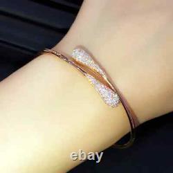 3Ct Round Cut Diamond Lab Created Women Bangle Bracelet 14K Yellow Gold Finish