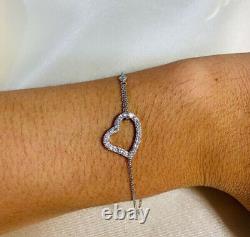 3.20CT Simulated Diamond Women's Heart Chain Bracelet 14k White Gold Finish