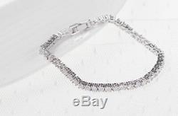 3.25Ct Diamond Tennis Bracelet 7.50'' One Row Round Diamonds 14K White Gold over
