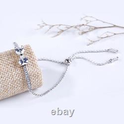 3.40Ct Heart Cut VVS1/D Diamond Bow Ladies Bracelet in 14K White Gold Finish