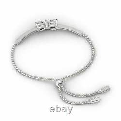 3.40Ct Heart Cut VVS1/D Diamond Bow Ladies Bracelet in 14K White Gold Finish