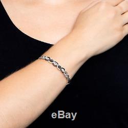3/4 ct Black & White Diamond Bangle Bracelet in Sterling Silver