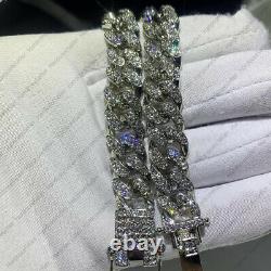 3.50 TCW Moissanite Round Cuban Link Chain Miami Hip Hop Bracelet In 925 Silver