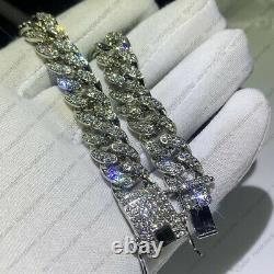 3.50 TCW Moissanite Round Cuban Link Chain Miami Hip Hop Bracelet In 925 Silver