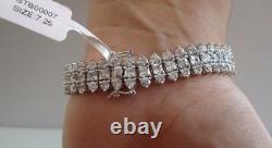 3 ROW TENNIS BRACELET With 15 CT LAB DIAMONDS / 925 STERLING SILVER / 7.25'' LONG