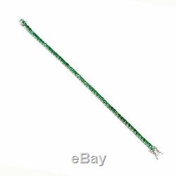 3 mm Round Gemstone Green Emerald Tennis Bracelet In 14k White Gold Over 7.25